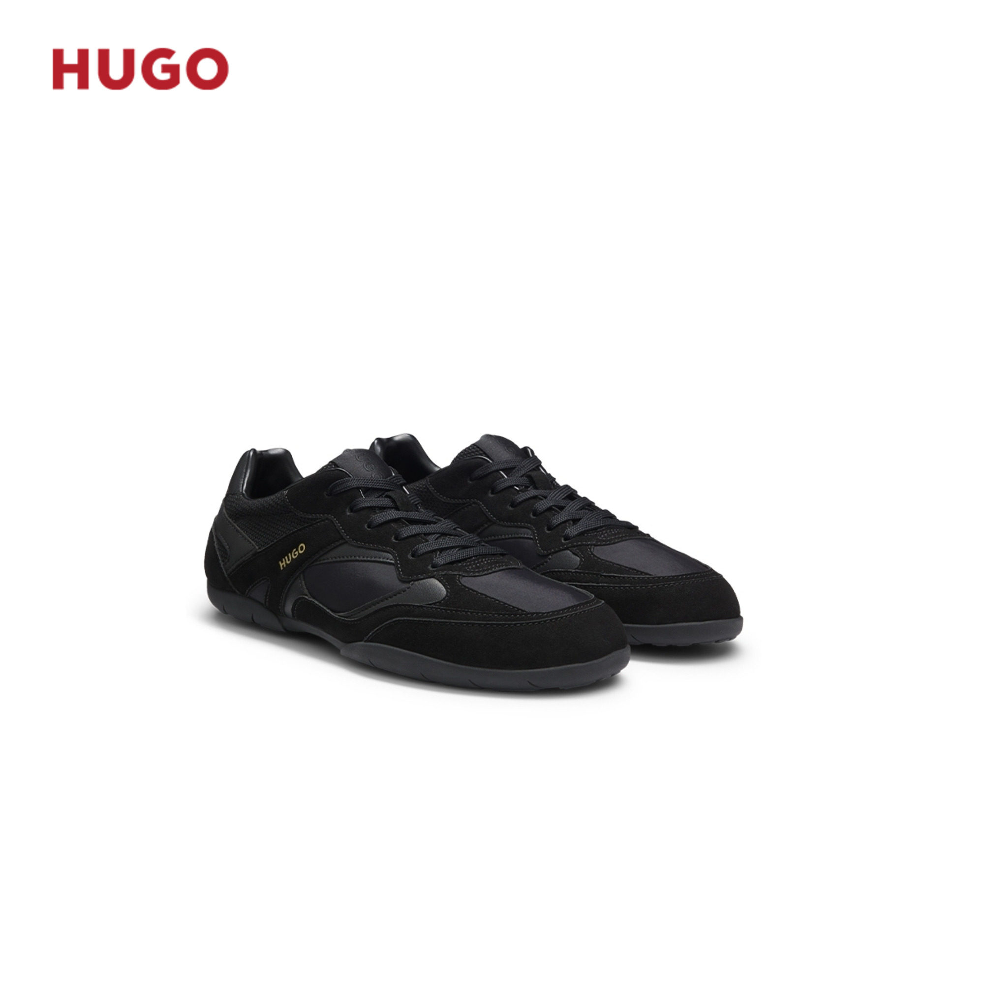 【父亲节礼物】HUGO雨果男26夏镂空网面黑白薄底赛车鞋运动鞋