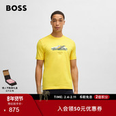汪顺同款 保时捷联名 BOSS博斯 男士 丝光棉T恤