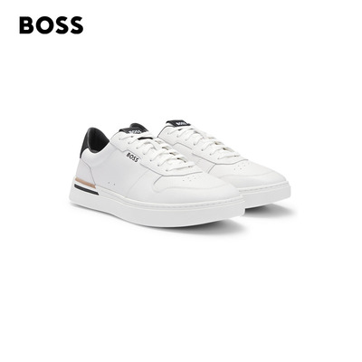 经典条纹细节皮革运动鞋