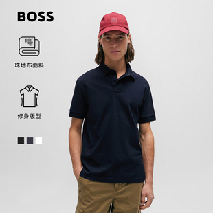 珠地布 弹力修身 24夏季 新款 BOSS雨果博斯男士 短袖 Polo衫 HUGO