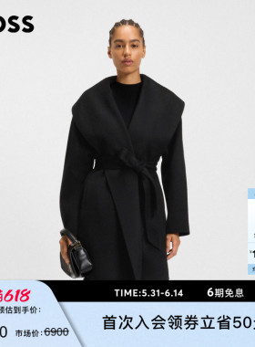 BOSS博斯 女士双面羊毛混纺常规版型毛呢外套