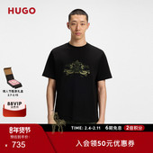100%棉 HUGO雨果 男士 秋款 刺绣棉质针织T恤