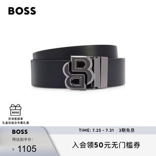 男士 BOSS博斯 双B交织字母搭扣加针扣双面腰带