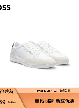 【新年礼物】BOSS博斯 男士2025年秋季新款绒面装饰低帮运动鞋