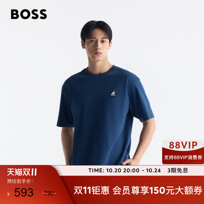 徽标饰片棉质宽松T恤