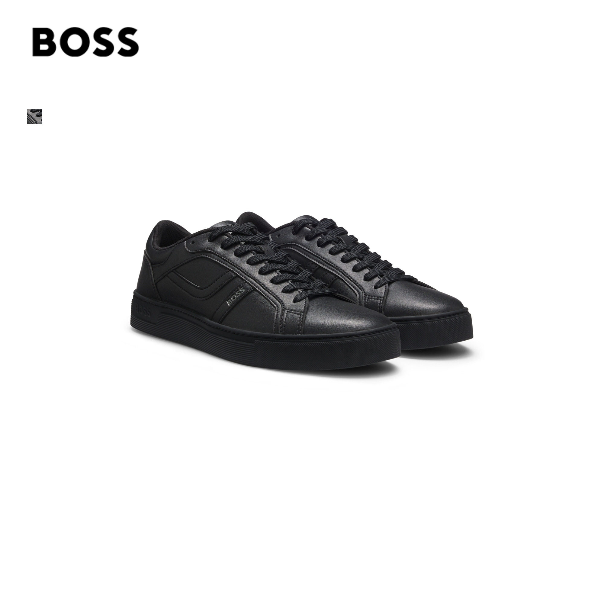【父亲节礼物】BOSS博斯26夏男通勤舒适耐穿黑色百搭板鞋运动鞋