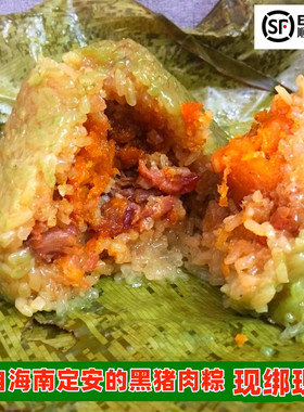 【顺丰京东 现绑现发】海南定安黑猪肉蛋黄粽子 农村粽子pk儋州粽