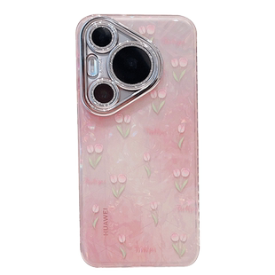 晕染郁金香适用华为的pura70pro+手机壳2025新款女p70高级感小众mate60带镜头膜全包防摔mtae50挂绳mt40外壳