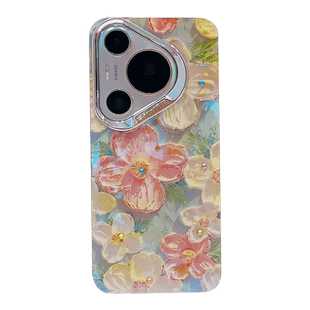 蓝光点钻油画花适用华为pura70pro+手机壳2025新款p70带挂绳手腕高级感小众mate60网红女硅胶全包防摔保护套