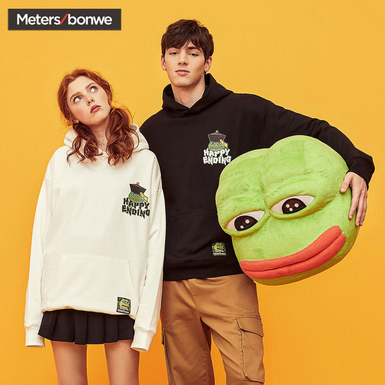 美特斯邦威悲伤蛙联名卫衣情侣装恶搞僵尸佩佩蛙印花连帽卫衣男潮