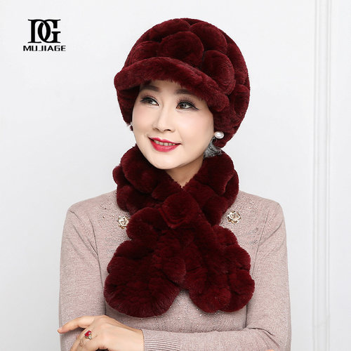 加厚獭兔毛老太太皮草帽子