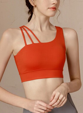 WXTM红色美背瑜伽服上衣背心女束胸跑步防震高强度运动内衣吊带