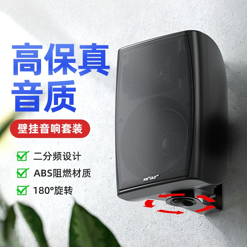 先科音响壁挂式音箱蓝牙店铺专用会议室功放套装挂壁挂墙商用有线