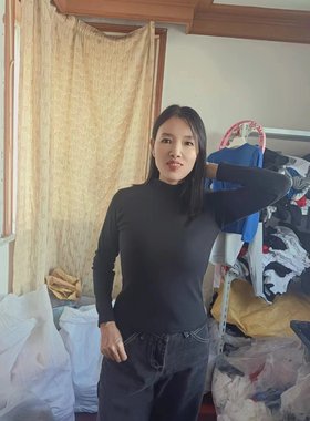 小立领配大衣的纯棉白色打底衫女士秋冬季高级感长袖T恤西装内搭