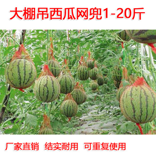 大棚吊西瓜网兜厚吊瓜挂瓜网袋子哈密瓜10斤红色带绳塑料网袋批发