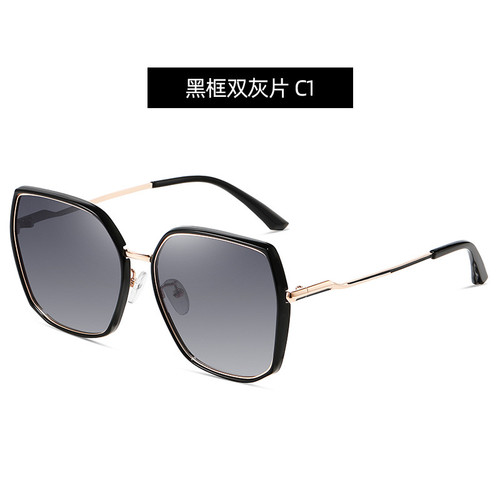 B8315新款不规则多边形偏光太阳镜 大框女士墨镜金属框时尚眼镜