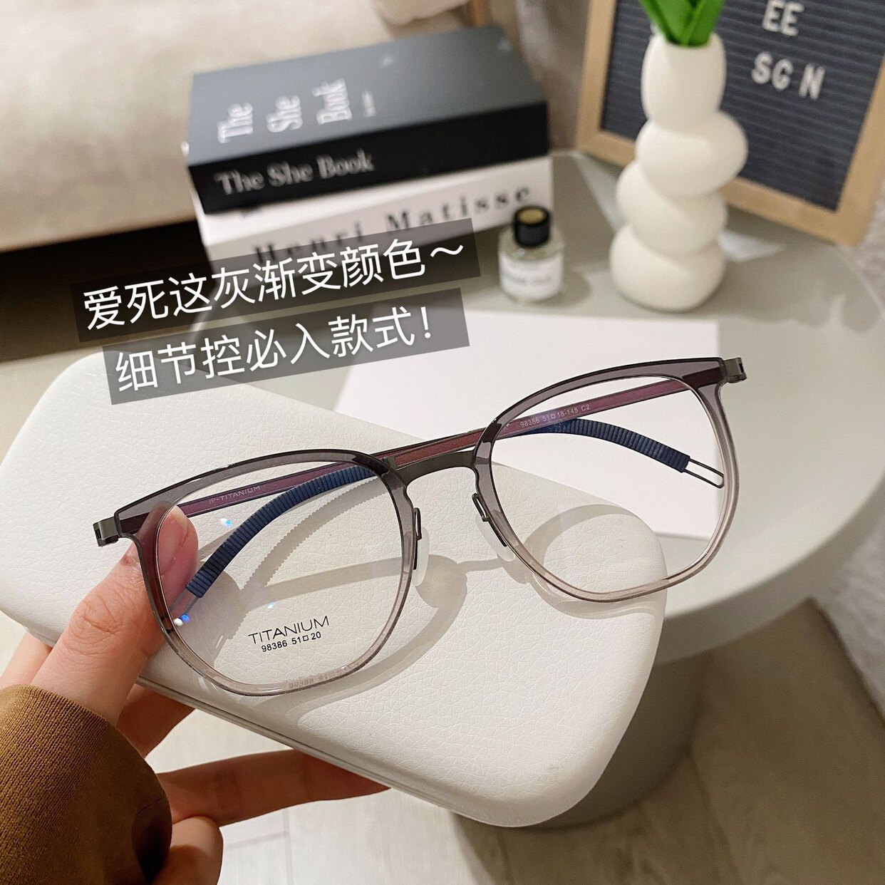 98386新款设计师款复古圆框超轻纯钛眼镜框近视眼镜架