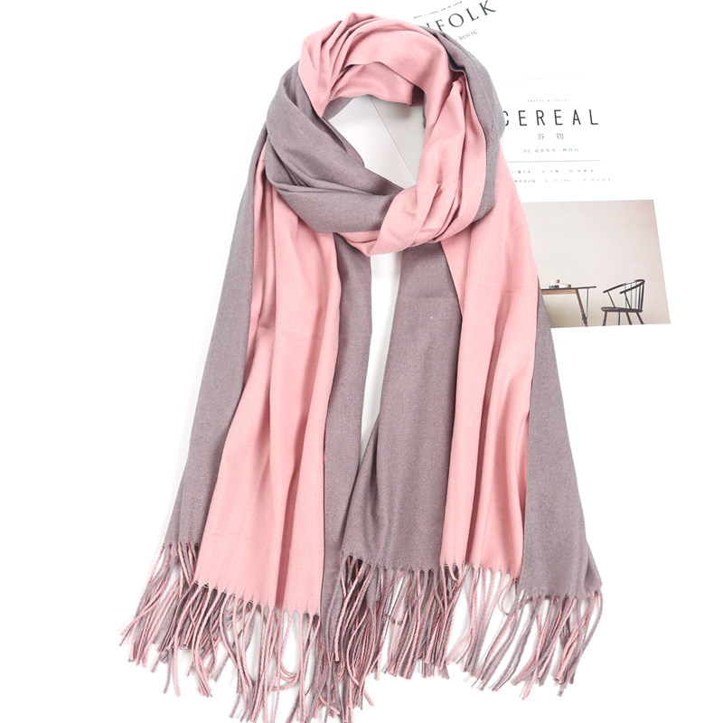 2025秋冬新款韩版纯色双面百搭仿羊绒棉保暖围巾时尚长款男女披肩