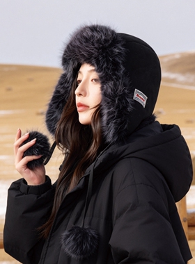 冬季加厚保暖麂皮毛绒雷锋帽女