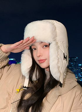冬季加绒加厚护耳雷锋帽女滑雪