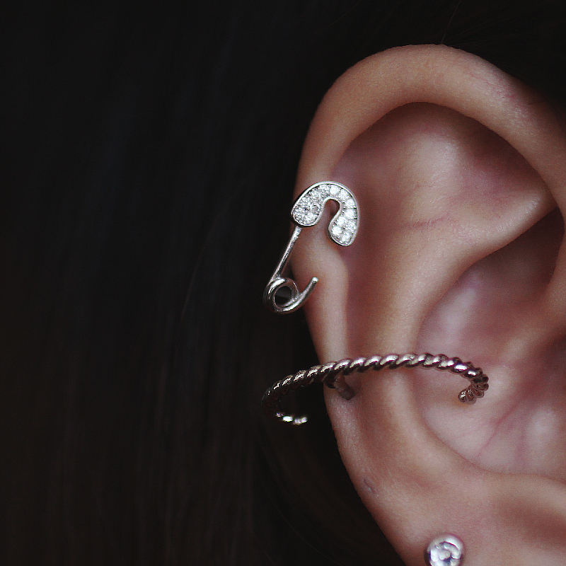 韩国耳骨钉别针弧形耳钉回形针耳环欧美rock冷淡风朋克女泫雅耳饰