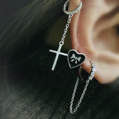 甜酷欧美925十字架耳骨环