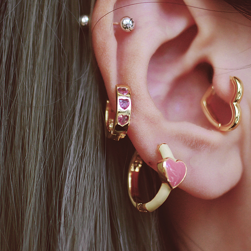 可爱合金爱心耳环叠戴