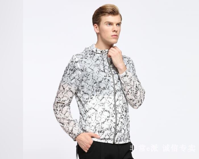 利家夏季青年男士休闲时尚超薄透气连帽夹克速干空调服外套