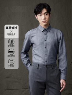 衬衫 利家春秋新款 纯色长袖 商务休闲时尚 免烫衬衣23QZC9014S 男士