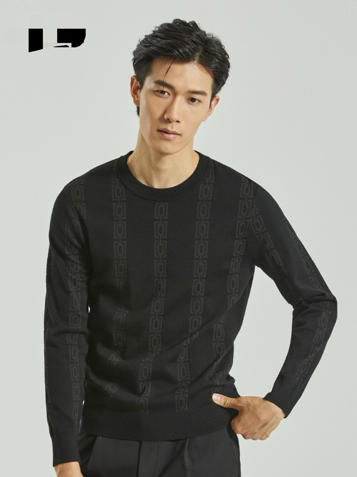 100绵羊毛，利家秋冬男士商务休闲薄款圆领套头针织衫毛衣