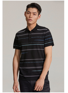 利家夏季男士针织短袖翻领polo衫商务休闲高级感条纹T恤G2XTX5191