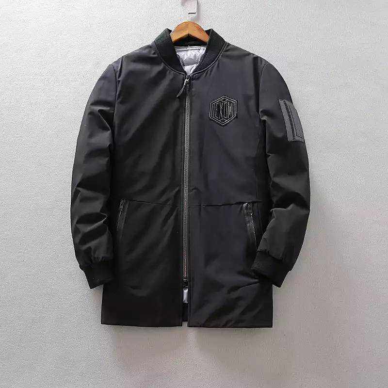 尾货秋冬男士休闲时尚棒球服领中长款羽绒服保暖外套