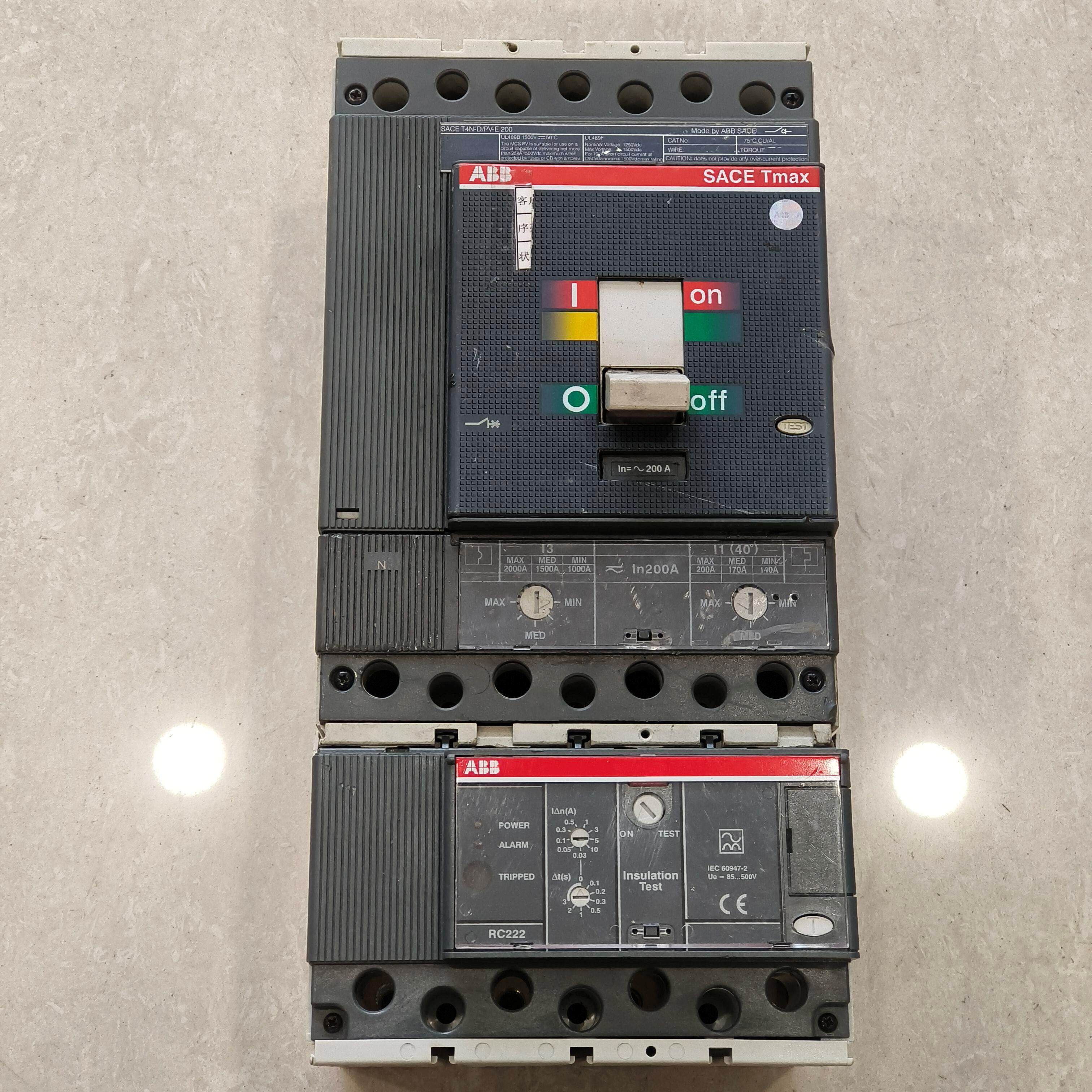 ABB漏电断路器SACE T4N-D/PV-E200 4P 200A 拆机二手