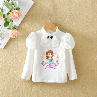 T恤女宝宝百搭针织衫 薄款 上衣春秋半高领女童长袖 儿童洋气打底衫