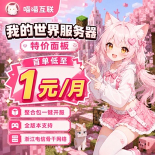 Minecraft我的世界服务器mc服务器出租面板租用联机喵喵互联