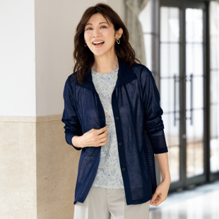 有大码 防晒短外衣 女士透明感清爽能量网长袖 2025年夏日本代购