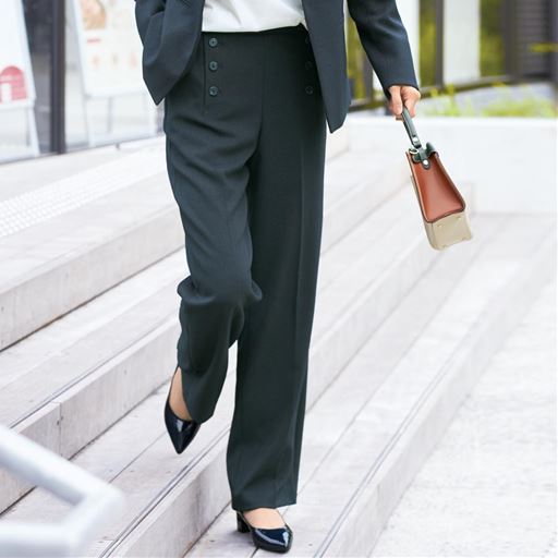日本代购2025年秋季女士纽扣装饰宽松直筒裤长裤 有大码