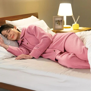 日本代购2025年秋季女防静电吸盗汗亲肤保暖抓绒睡衣 有大码