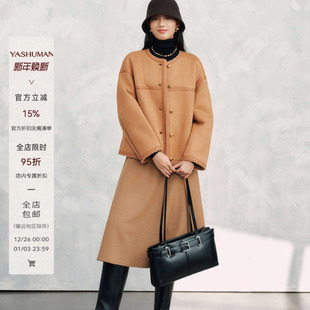 雅舒曼 卡其色单排扣羔羊短外套休闲通勤保暖圆领上衣 千金一刻