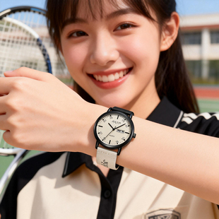 聚利时手表男女款 学园风初高中生考试专用静音石英表小众生日礼物