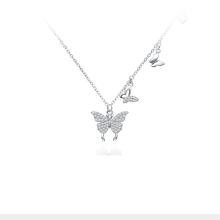 Julius 小众气质蝴蝶银饰轻奢高级感锁骨链 聚利时小福蝶项链女款
