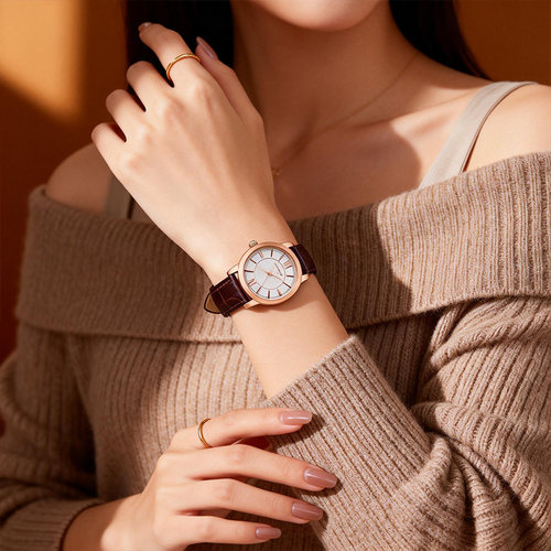 聚利时女士手表复古小棕表