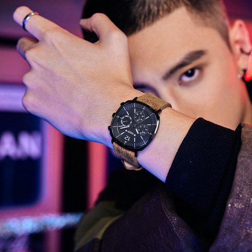 聚利时手表男款简约商务皮带腕表