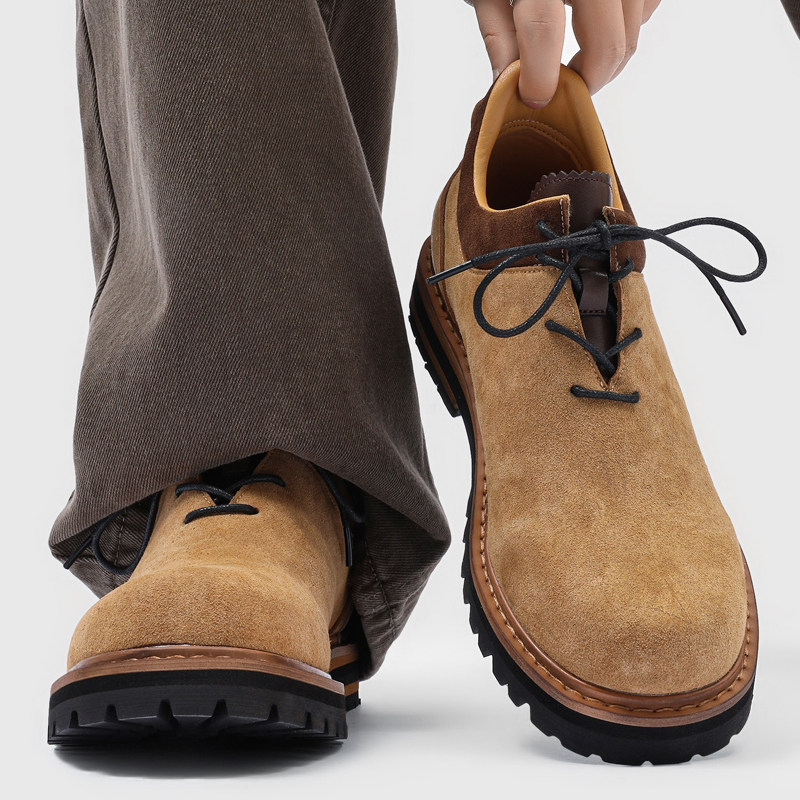 小众原创德比鞋复古马丁靴男款厚底增高登山工装鞋反绒皮通勤皮鞋