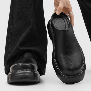 超火ins网红户外厚底增高男拖鞋2024新款爆款外穿包头半拖鞋皮鞋