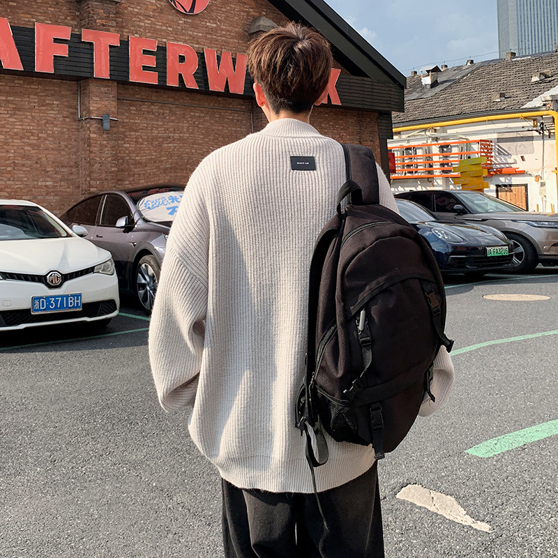 男款针织开衫毛衣慵懒风宽松版型港风复古几何提花加厚毛线外套