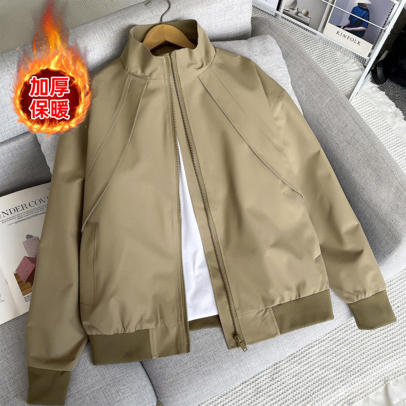 冬季男士立领夹克棉衣外套加厚保暖纯色简约休闲百搭宽松版型上衣