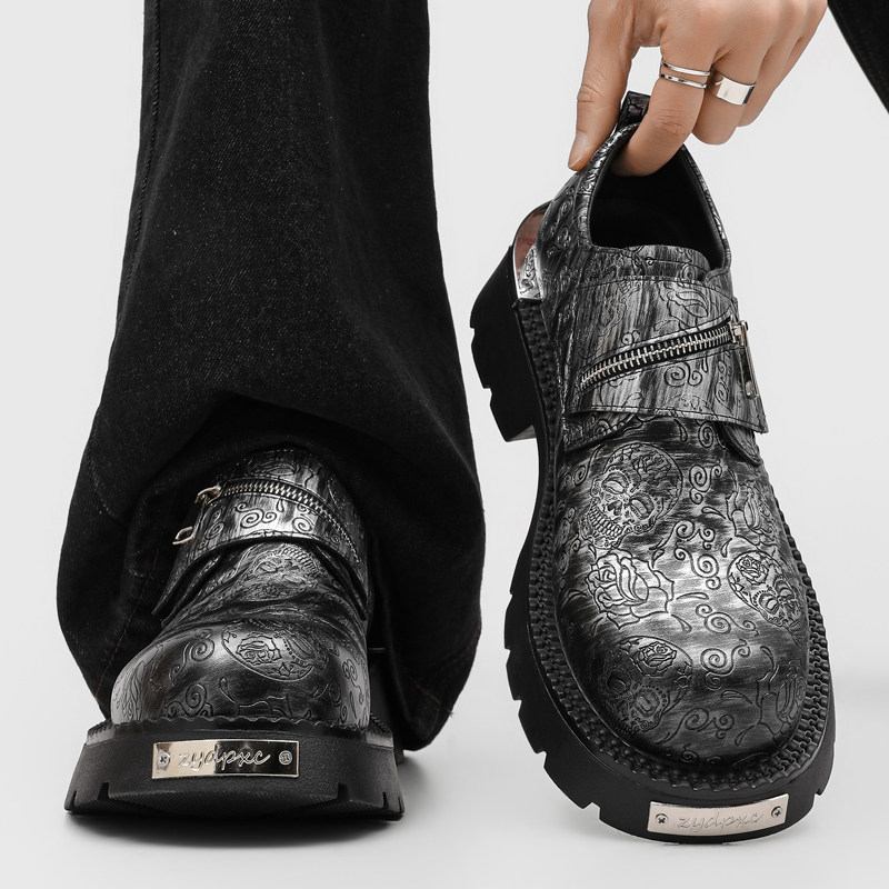 春季潮流黑色英伦风大头德比鞋男低帮美式马丁靴男鞋休闲增高皮鞋