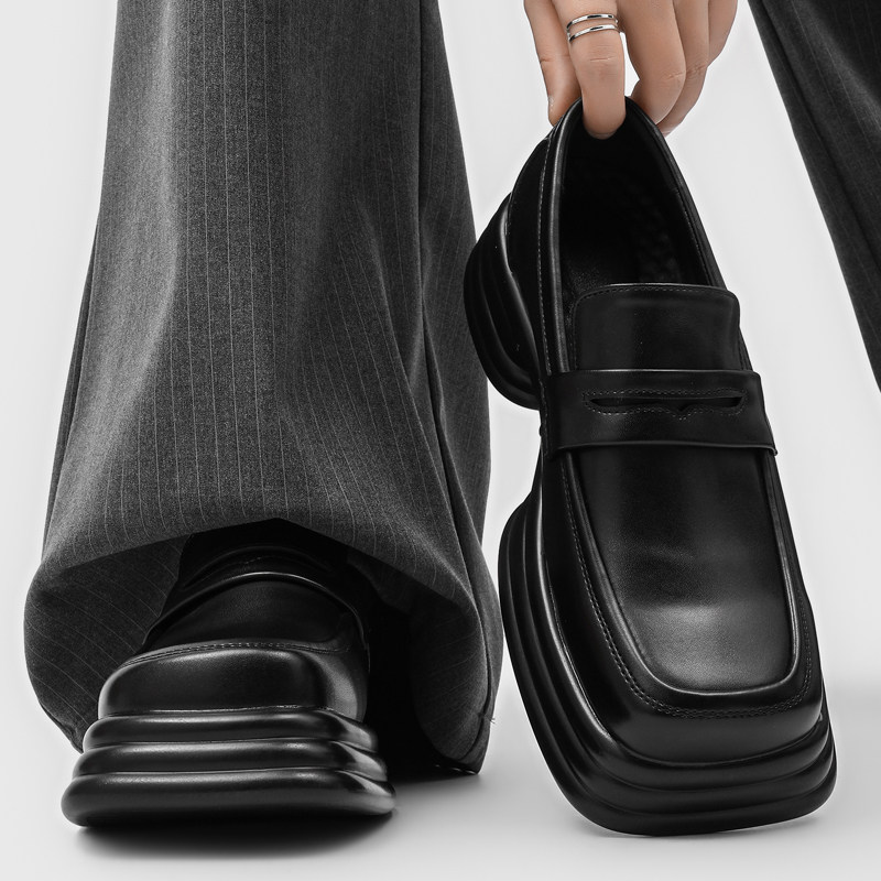 皮鞋男方头套脚潮流英伦风ins高级感小众时尚发型师百搭休闲正装