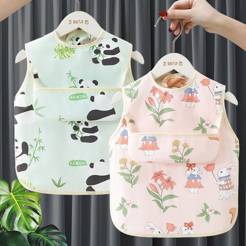 夏季儿童罩衣宝宝吃饭围兜围裙防水防脏婴儿辅食饭兜幼儿园防护衣